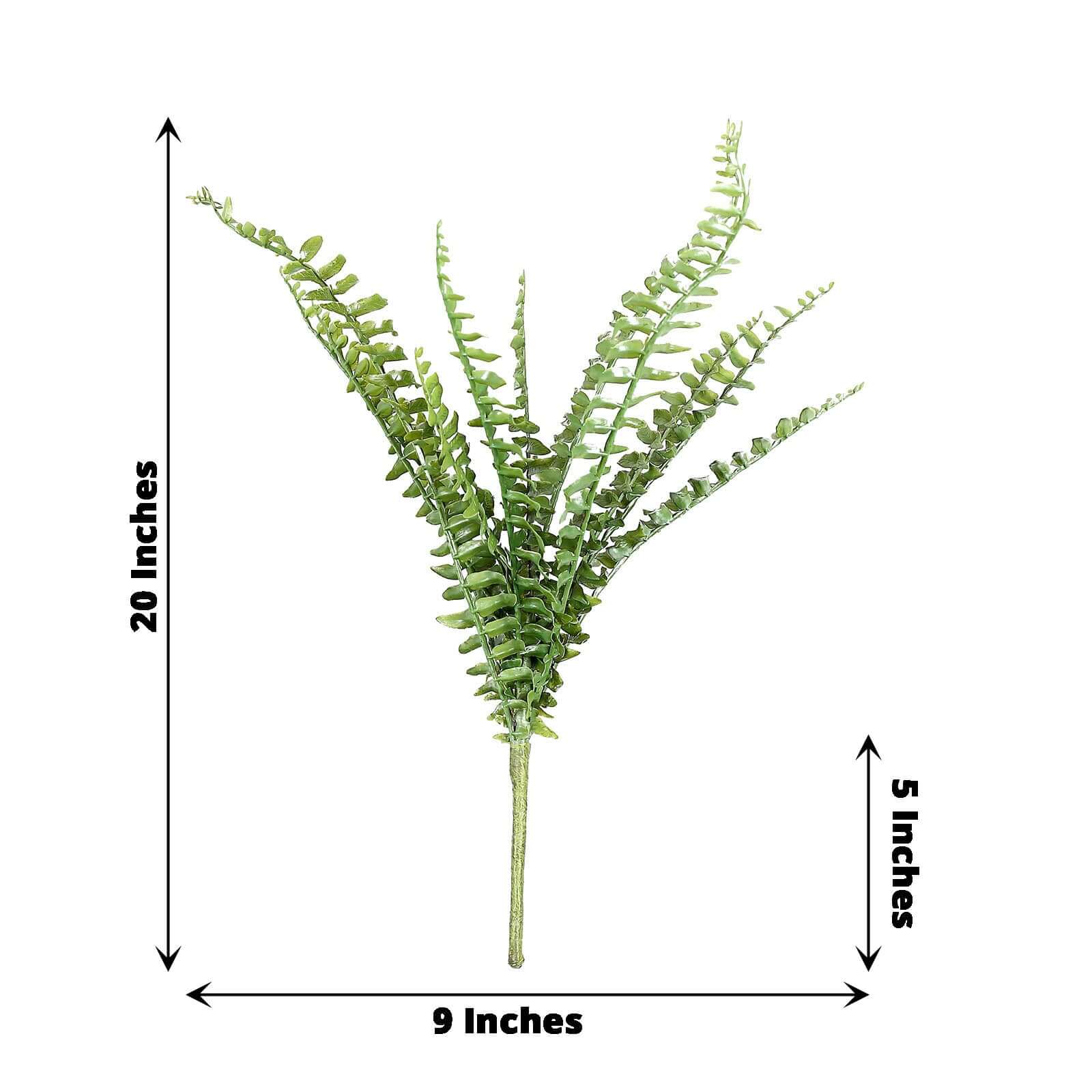 20" Artificial Boston Fern Green Leaf Plant, Premium Real Touch Indoor Spray