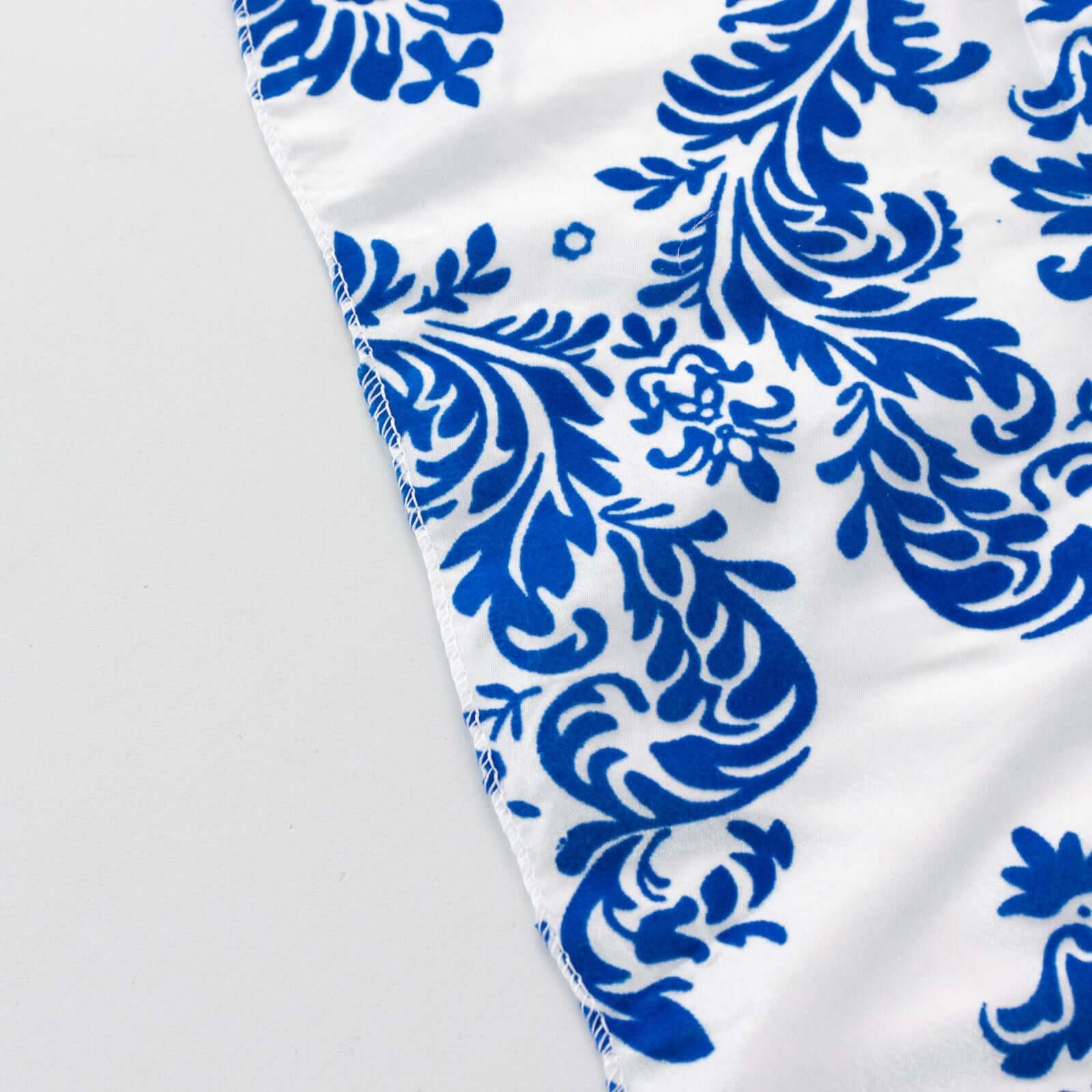Taffeta 120" Round Tablecloth Royal Blue - Seamless Velvet Flocking Damask Table Cover
