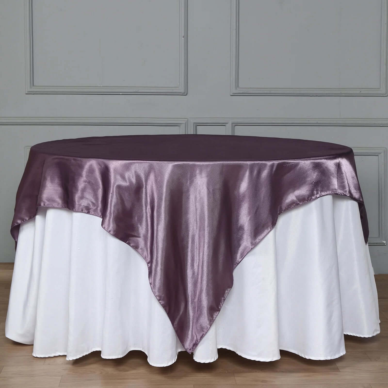 Satin 72"x72" Table Overlay Square Tablecloth Violet Amethyst - Smooth Finish Table Cover
