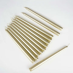 12-Pack Taper Candles Premium Wax Design Metallic Gold - Unscented Candles for Upscale Settings 10"