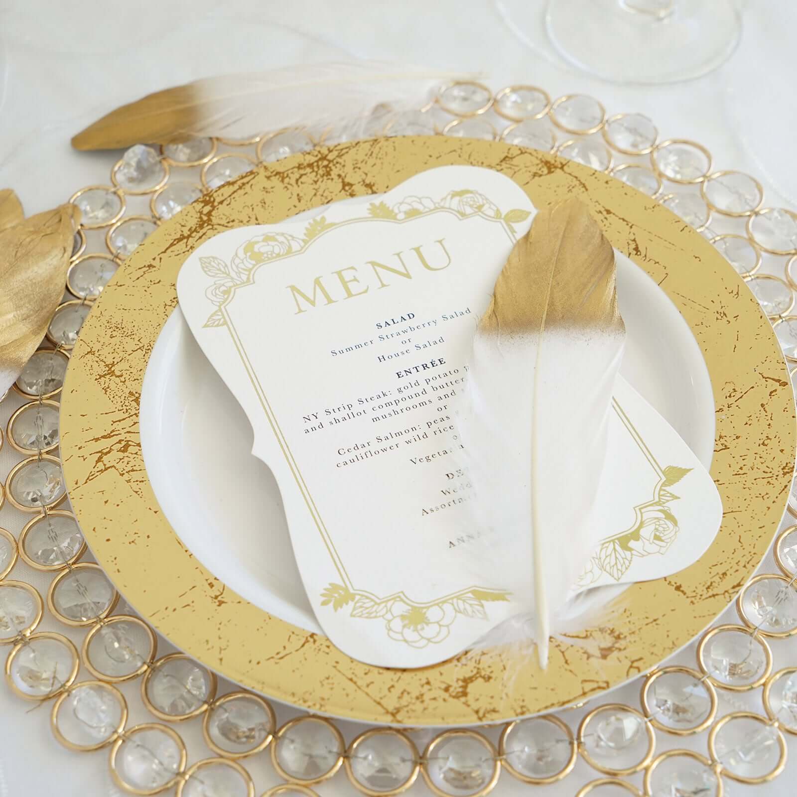 30 Pack Metallic Gold Dipped White Real Goose Feathers, Craft Feathers For Party Decoration