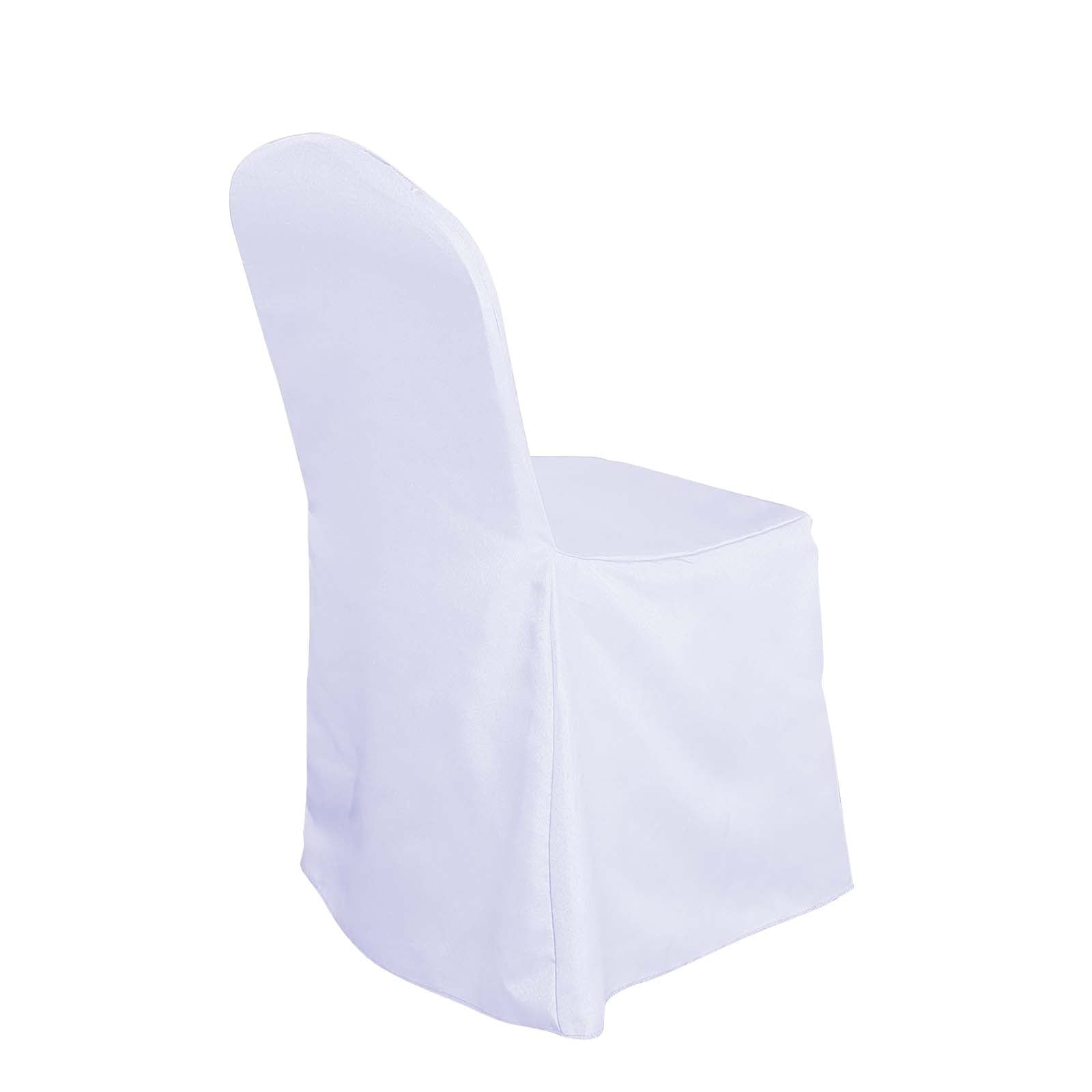 Polyester Slip On Banquet Chair Covers White - Stain-Resistant Reusable Durable Fabric