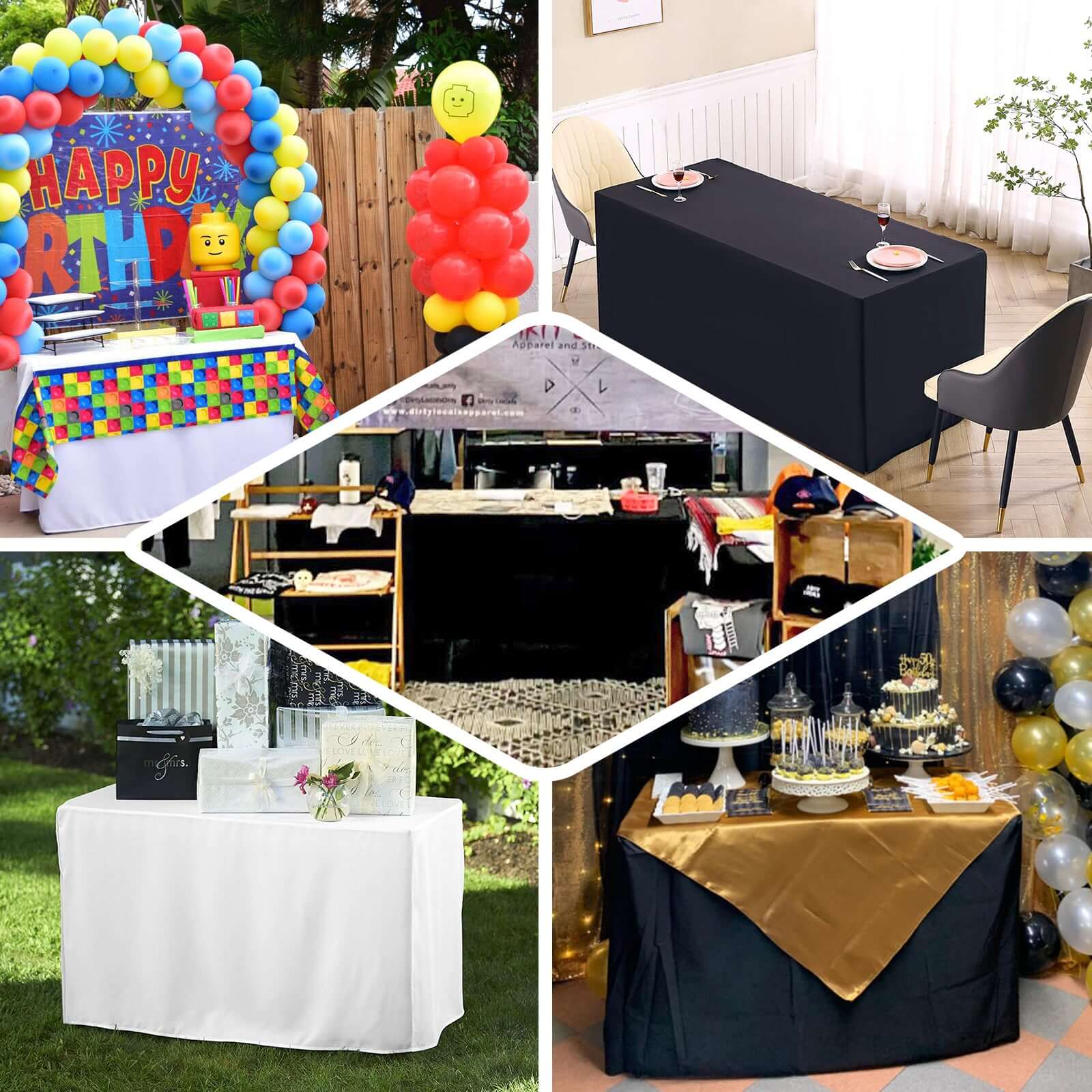 Fitted Polyester 48"x30" Rectangle Tablecloth White - Durable Table Cover for Everyday Use