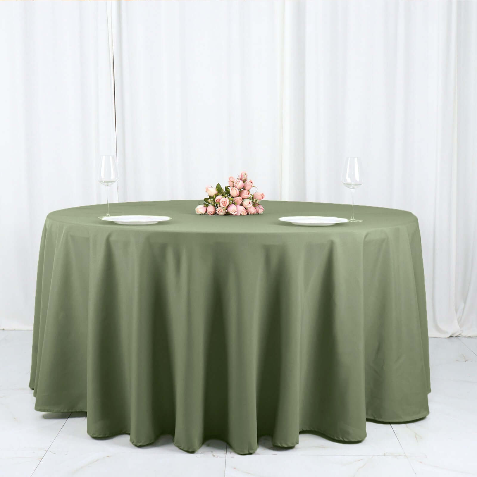 Polyester 120" Round Tablecloth Dusty Sage Green - Seamless Wrinkle-Resistant Table Cover