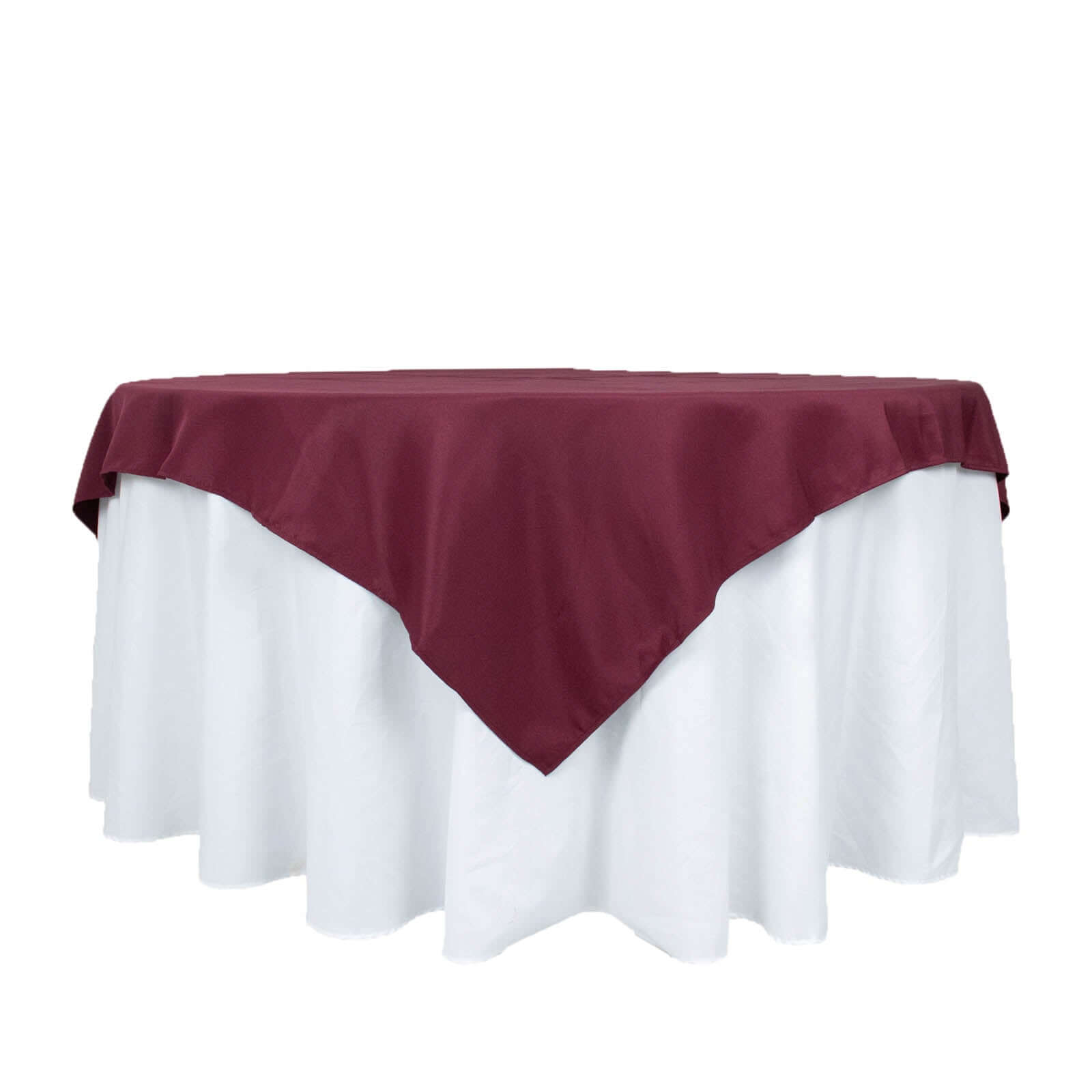 Premium Polyester 70"x70" Table Overlay Square Tablecloth Burgundy 220GSM Wrinkle-Resistant Table Cover
