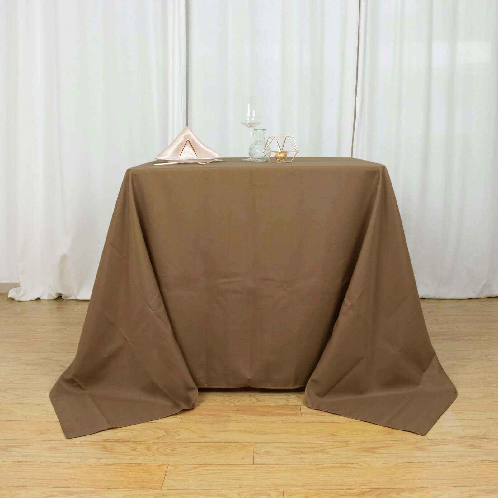 Polyester Square 90"x90" Tablecloth Taupe - Wrinkle-Resistant & Durable Table Cover