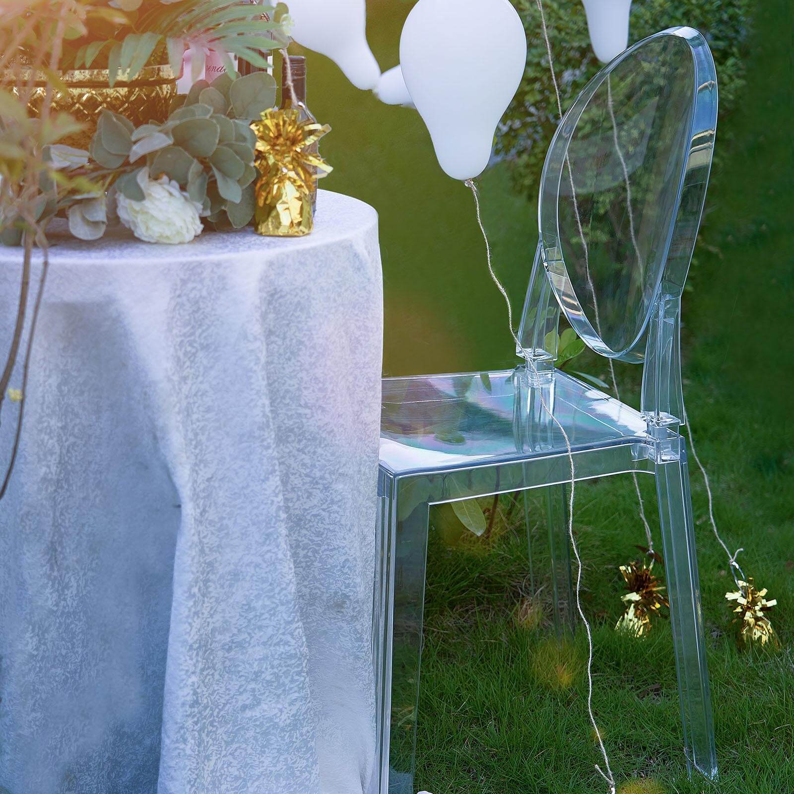 Acrylic Ghost Chair with Oval Back for Banquet Use Clear - Sleek Transparent Armless Accent Chair for Weddings & Gatherings