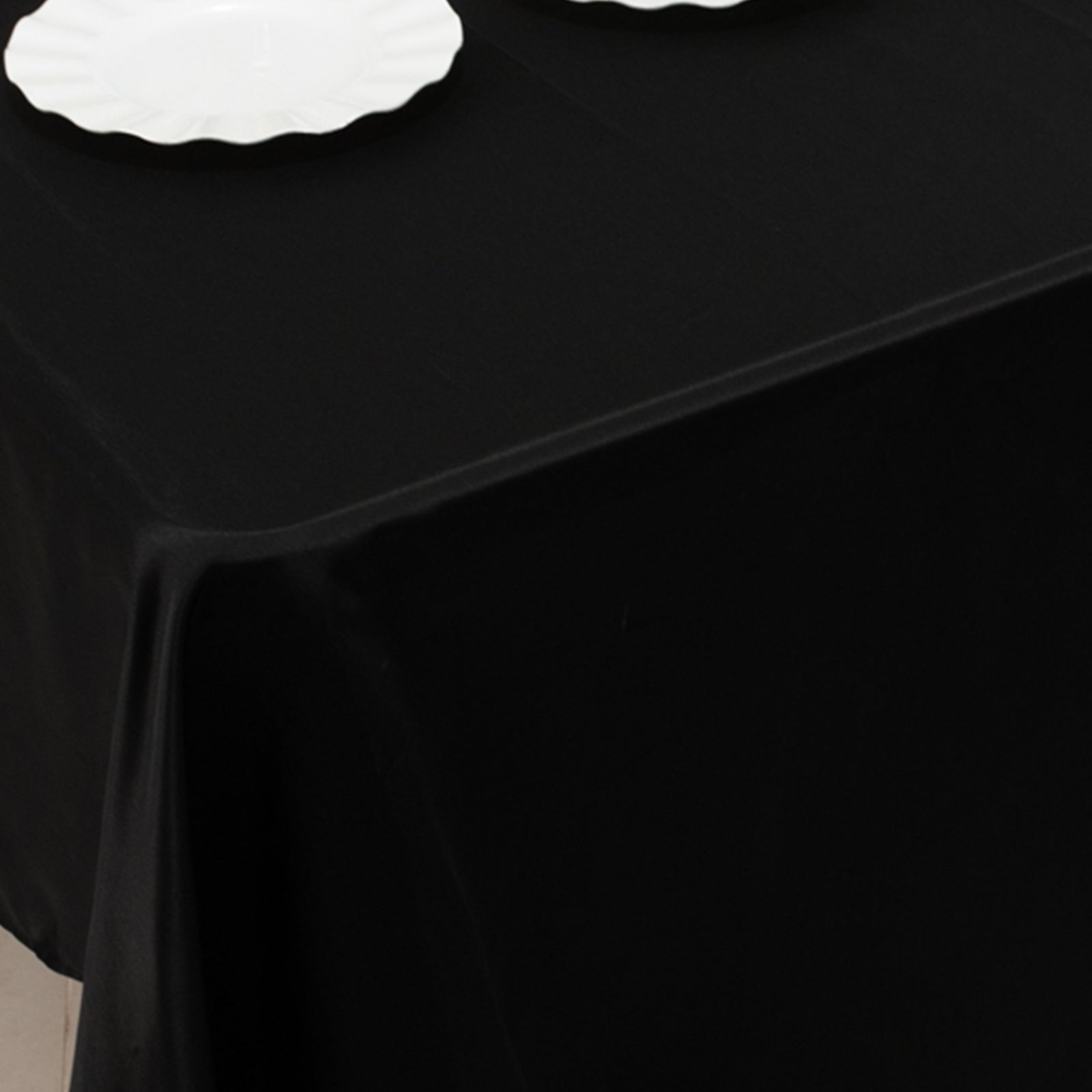 Lamour Satin 60"x126" Rectangle Tablecloth Black - Soft & Silk-Like Table Cover for Upscale Dining