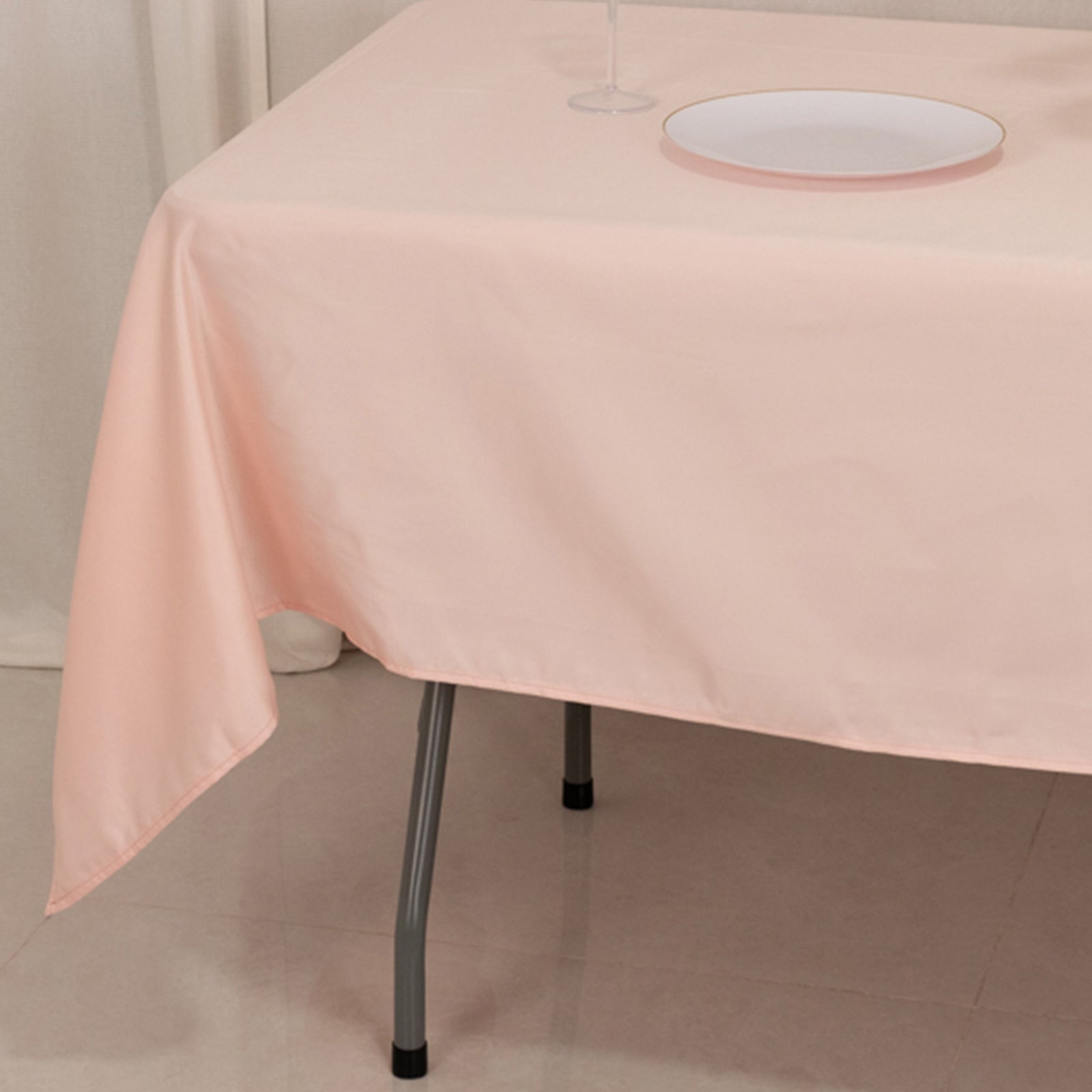 Lamour Satin 60"x102" Rectangle Tablecloth Blush - Durable & Silky Soft Feel Table Cover
