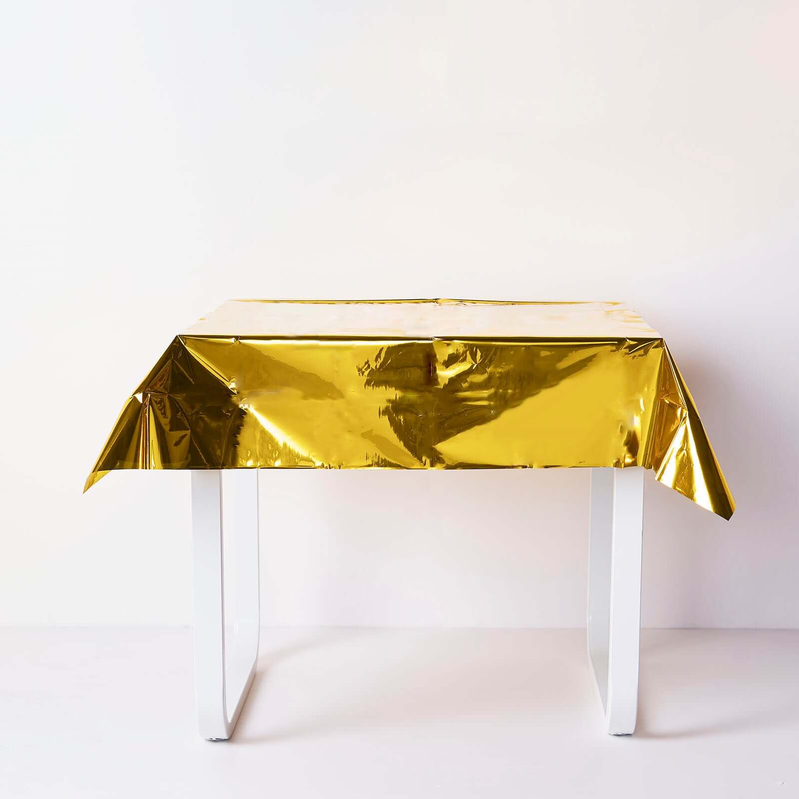 50"x50" Gold Metallic Foil Square Tablecloth, Disposable Table Cover