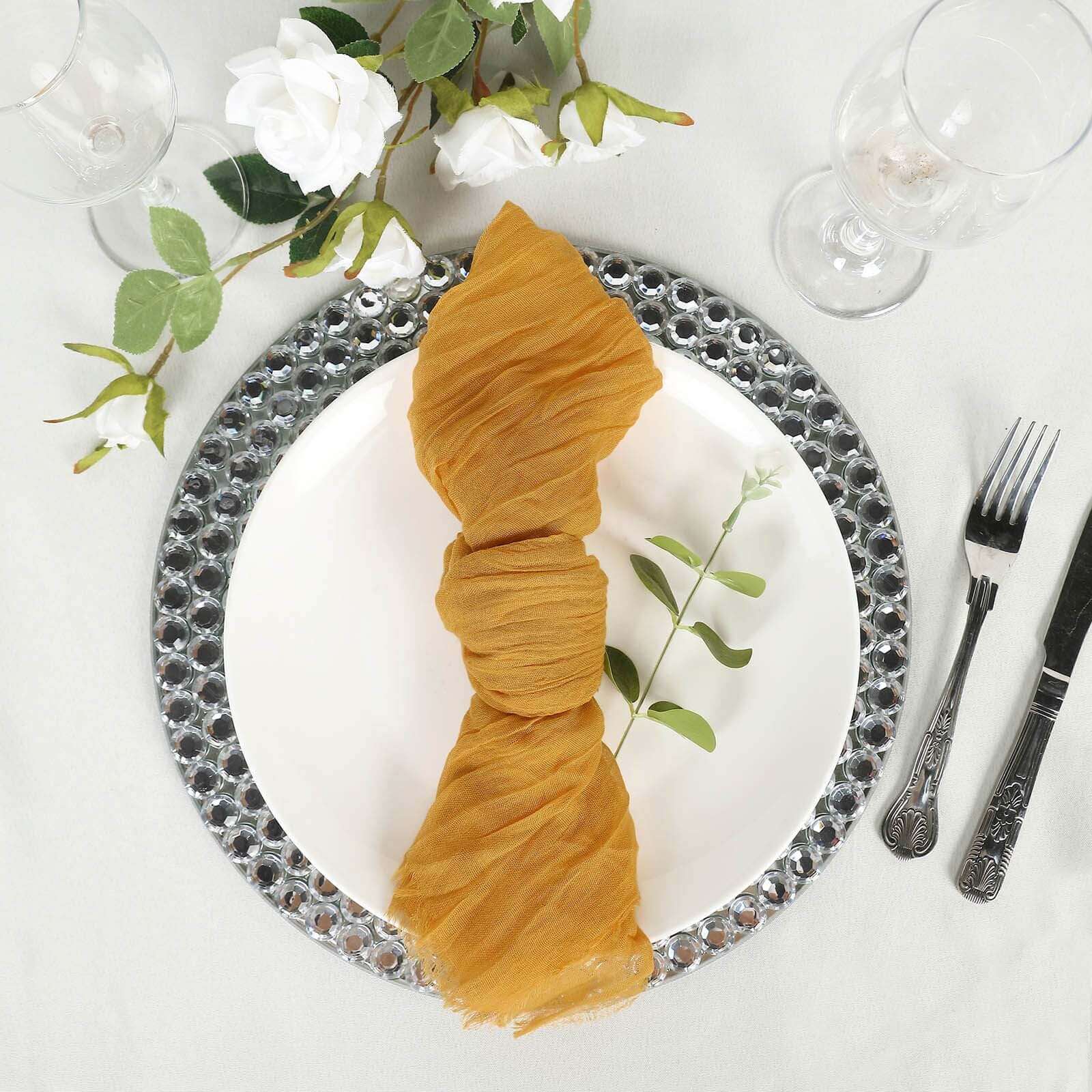 5 Pack Gauze Cheesecloth 24"x19" Napkins Mustard Yellow Reusable Dinner Napkins