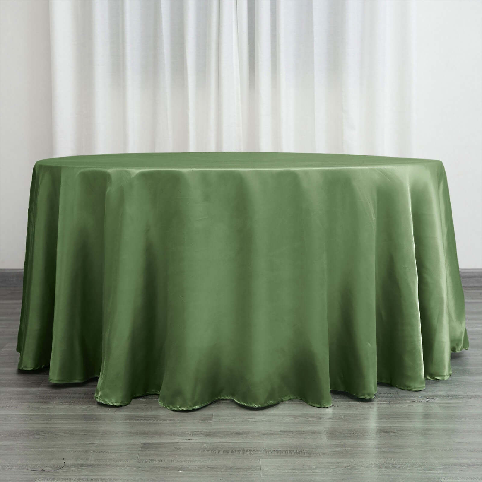 Satin 120" Round Tablecloth Olive Green - Stylish Seamless Table Cover