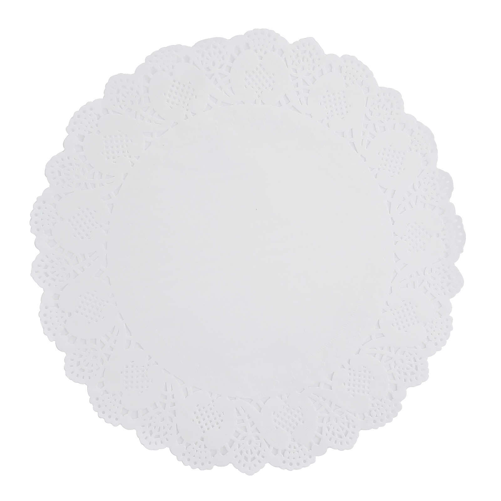 100 Pcs Paper 12" Round Placemats in White - Food Grade Lace Paper Doilies for Dessert Display & Table Decor