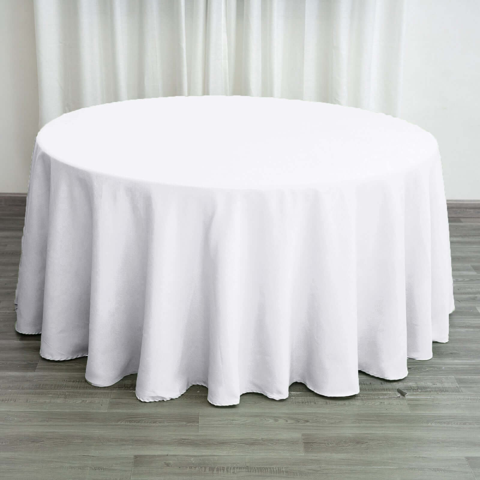 Polyester 120" Round Tablecloth White - Seamless Wrinkle-Resistant Design for Weddings