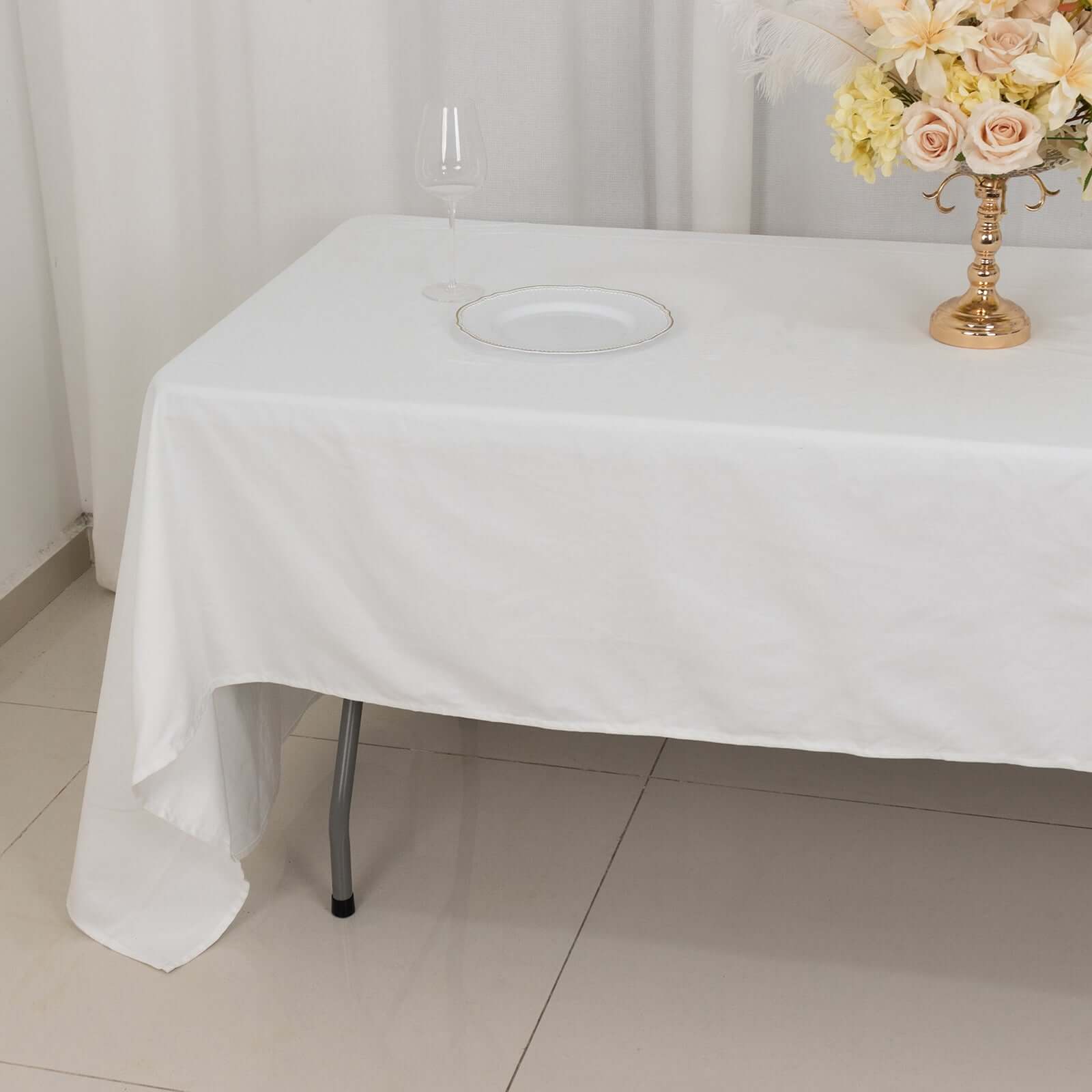 100% Cotton 60"x126" Rectangle Tablecloth White Linen - Sophisticated, Soft & Breathable Table Cover
