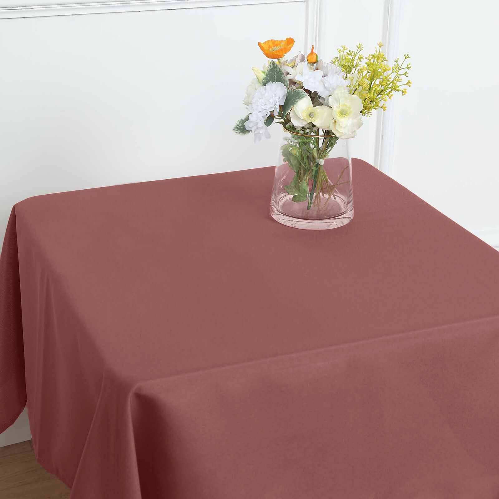 Polyester Square 54"x54" Tablecloth Cinnamon Rose - Wrinkle-Resistant & Durable Table Cover
