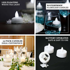 12-Pack Tealight Candles Flameless Design White - Waterproof Floating LED Lighting