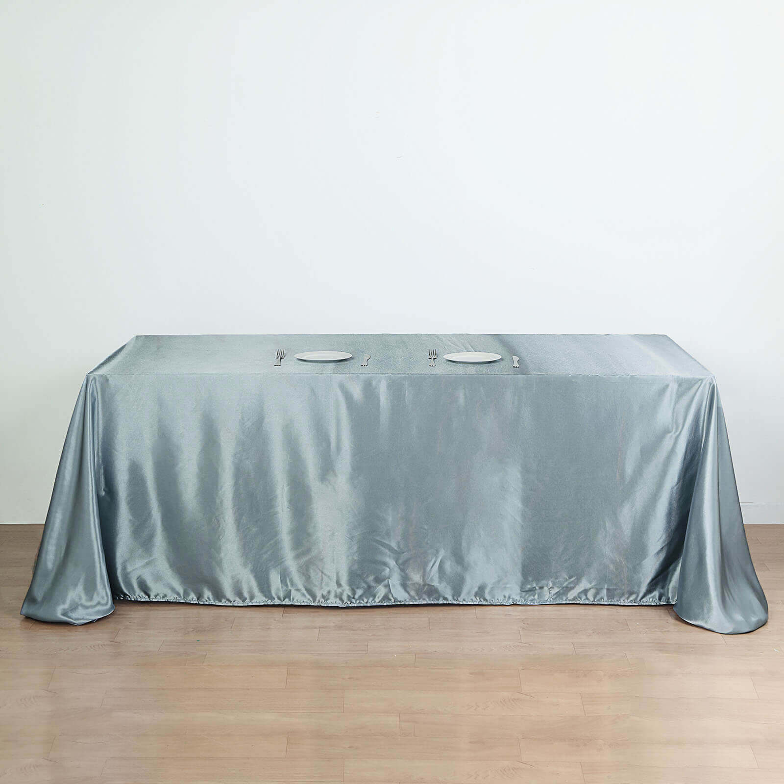 Satin Rectangular 90"x132" Tablecloth Dusty Blue Satin - Seamless Table Cover