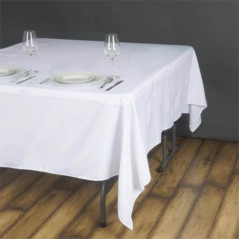 Polyester Square 70"x70" Tablecloth White - Wrinkle-Resistant & Durable Table Cover for Events