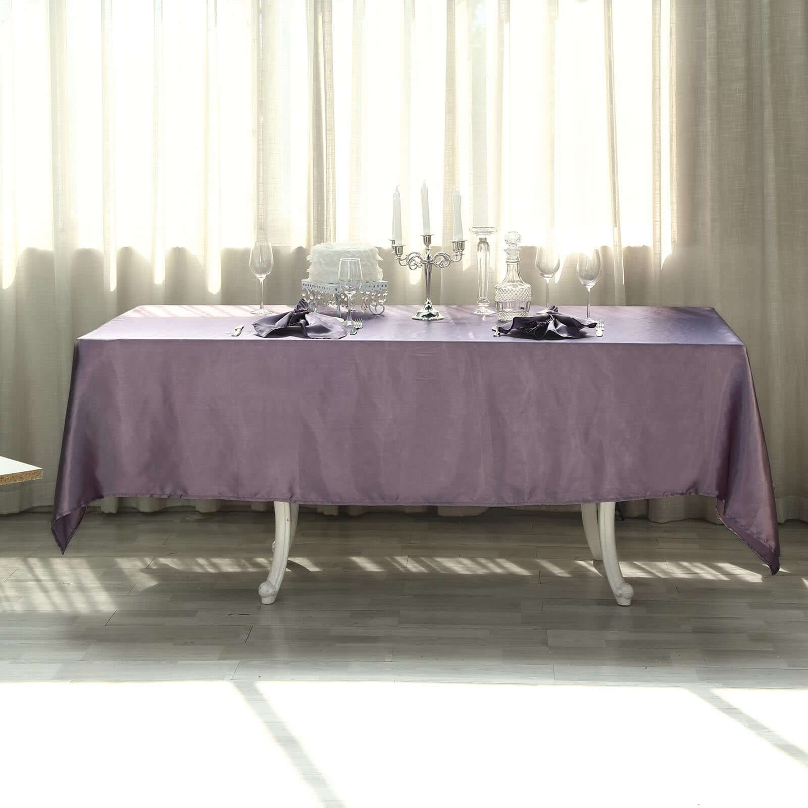 Satin Rectangular 60"x102" Tablecloth Violet Amethyst - Smooth and Lustrous Table Cover