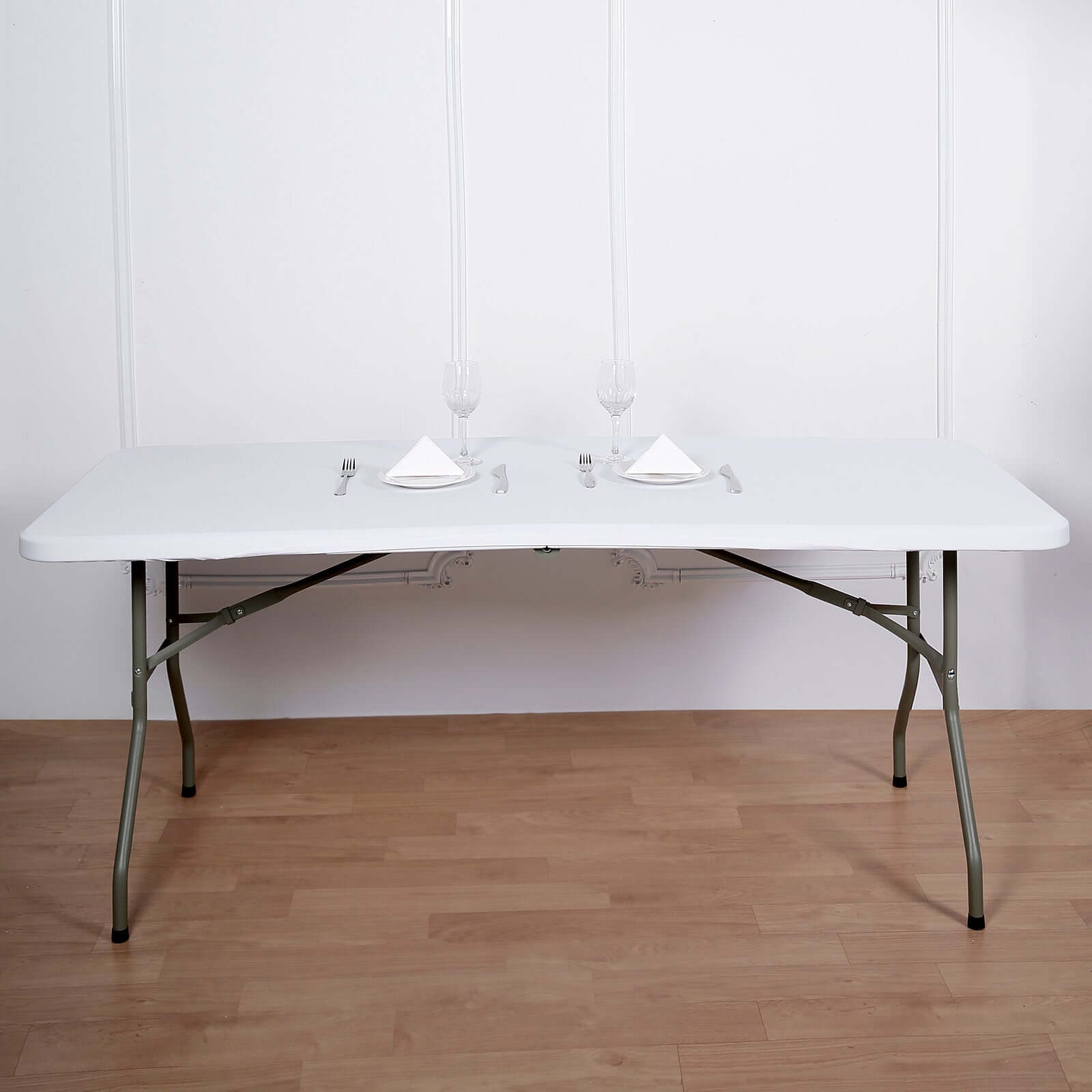 Stretch Spandex 72"x30" Rectangle Tablecloth Top Cover White - Sleek & Durable Fitted Table Topper Cap