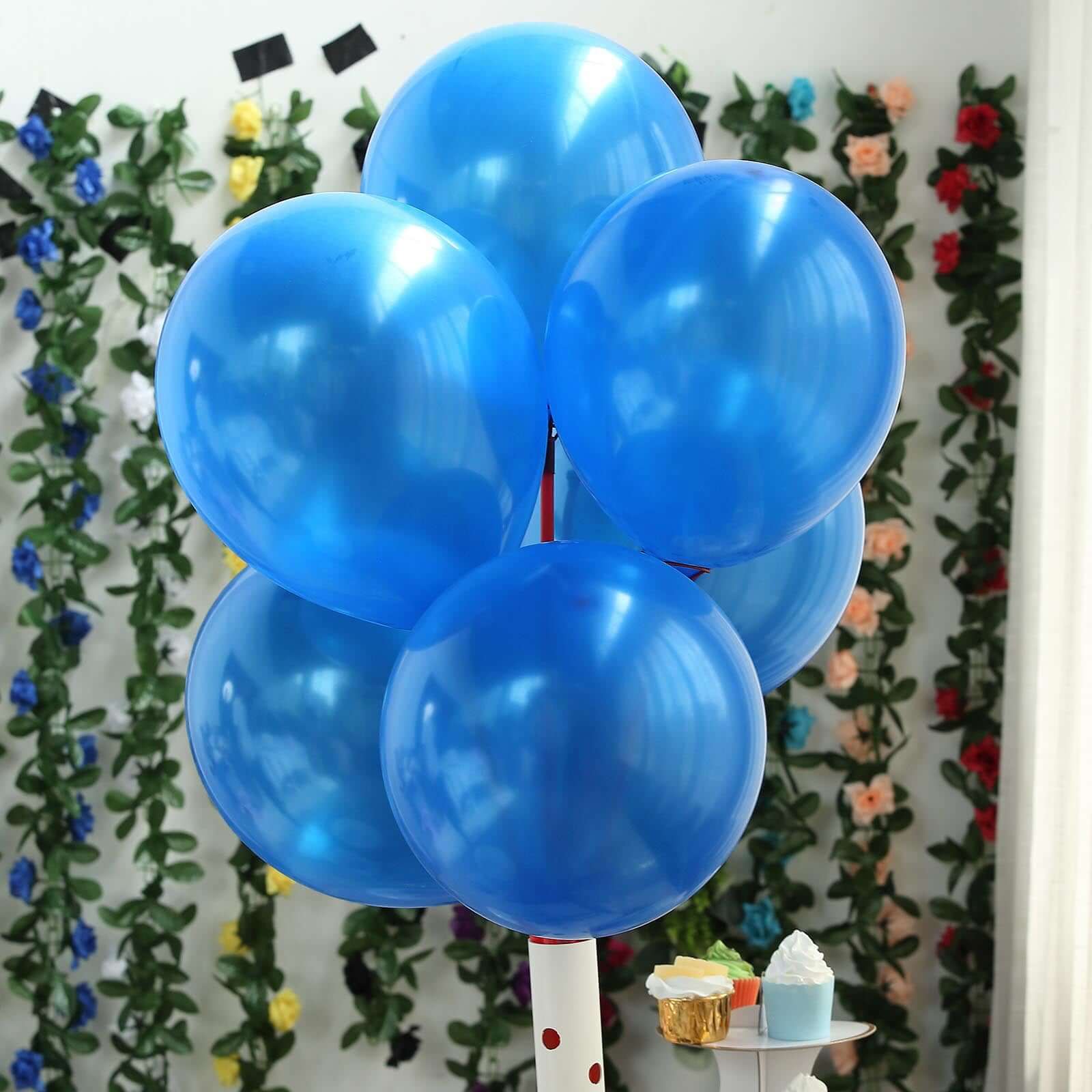 25 Pack 12" Shiny Pearl Royal Blue Latex Helium or Air Balloons