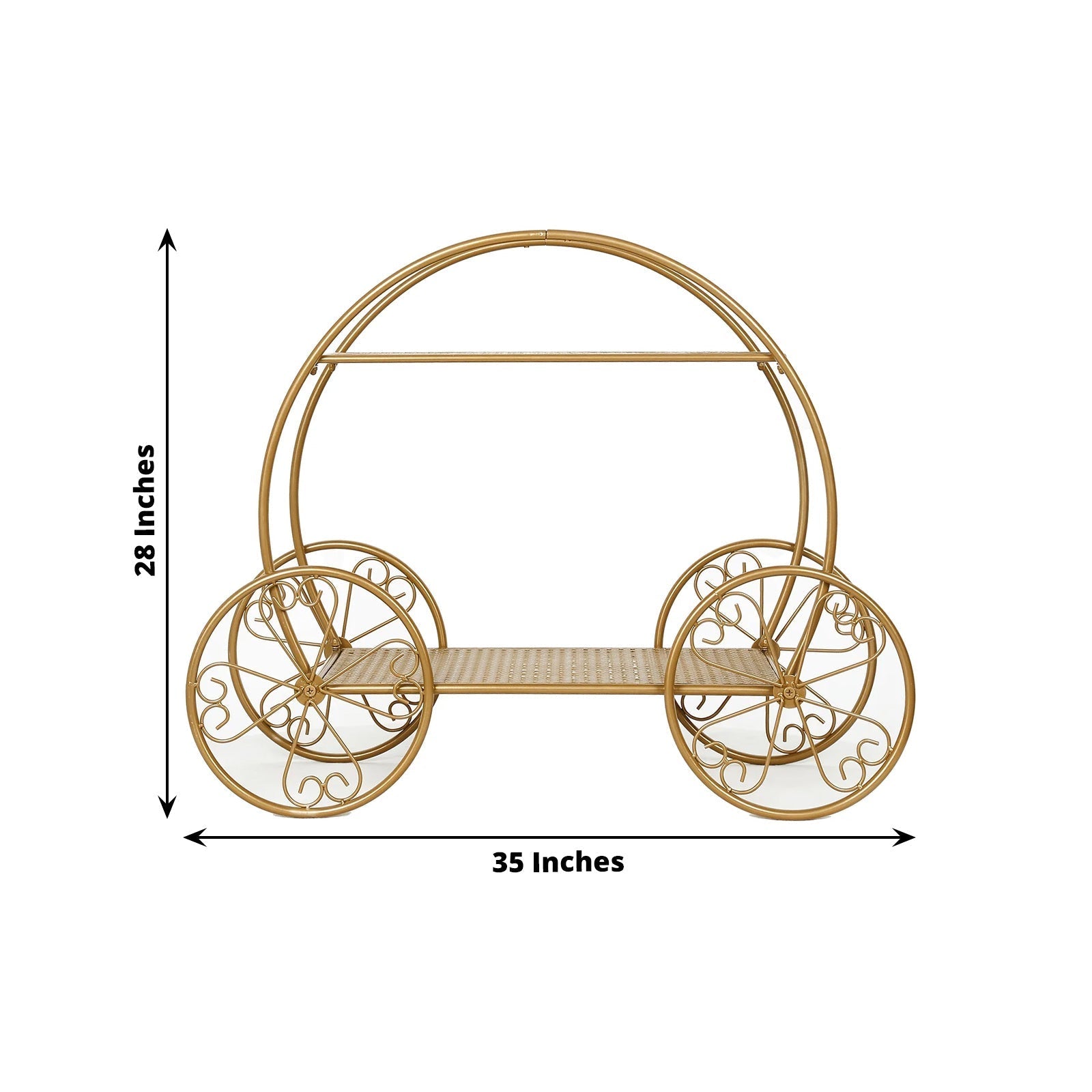 2-Tier Metal Cupcake Stand Gold - Giant Enchanting Cinderella Carriage-Inspired Pumpkin Coach Centerpiece Dessert Display Stand for Pastries & Party Favors 28"