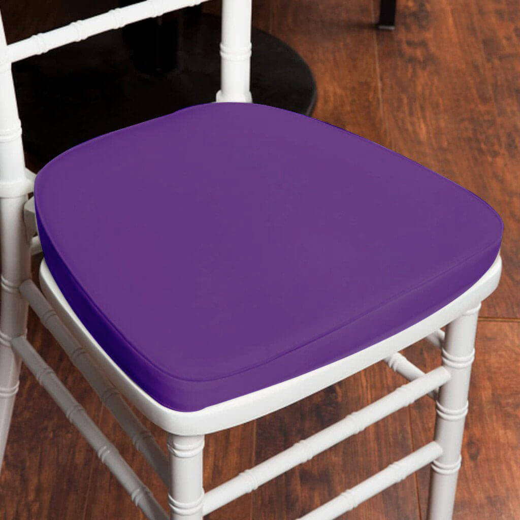 Chiavari Chair Cushion with 1.5" Thick Memory Foam and Ties Purple - Stylish Removable Cover for Comfort