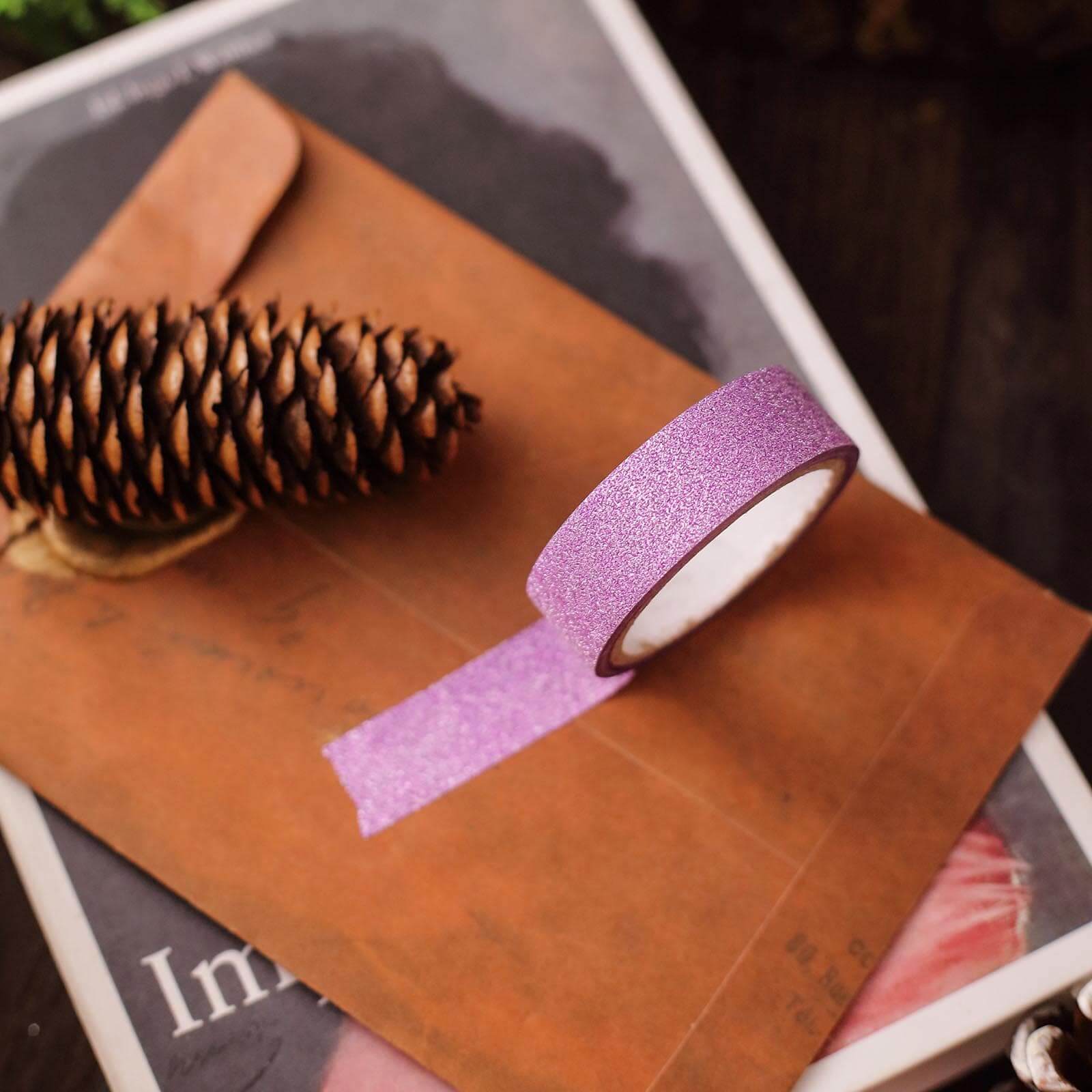 5 Pack 0.5"x5 Yards Purple Washi DIY Craft Glitter Tape