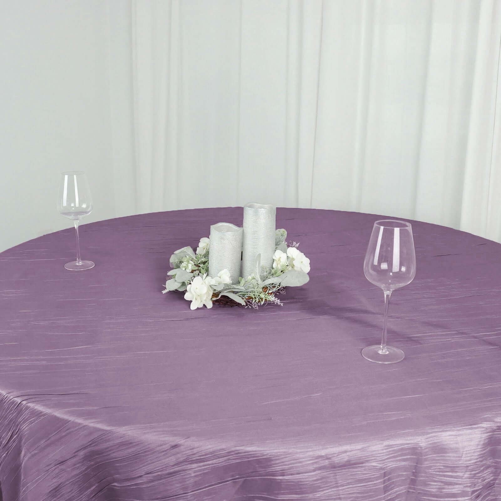 Taffeta 90"x90" Table Overlay Square Tablecloth Violet Amethyst - Accordion Crinkle Table Cover