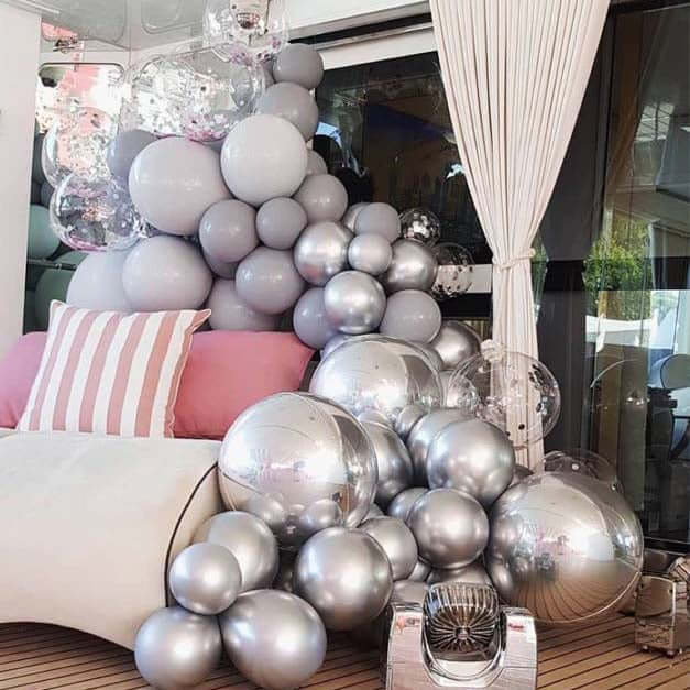 25 Pack 12" Metallic Chrome Purple Latex Helium Air Party Balloons