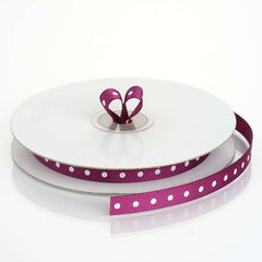 25 Yards 3 8" Eggplant Grosgrain Polka Dot Ribbon
