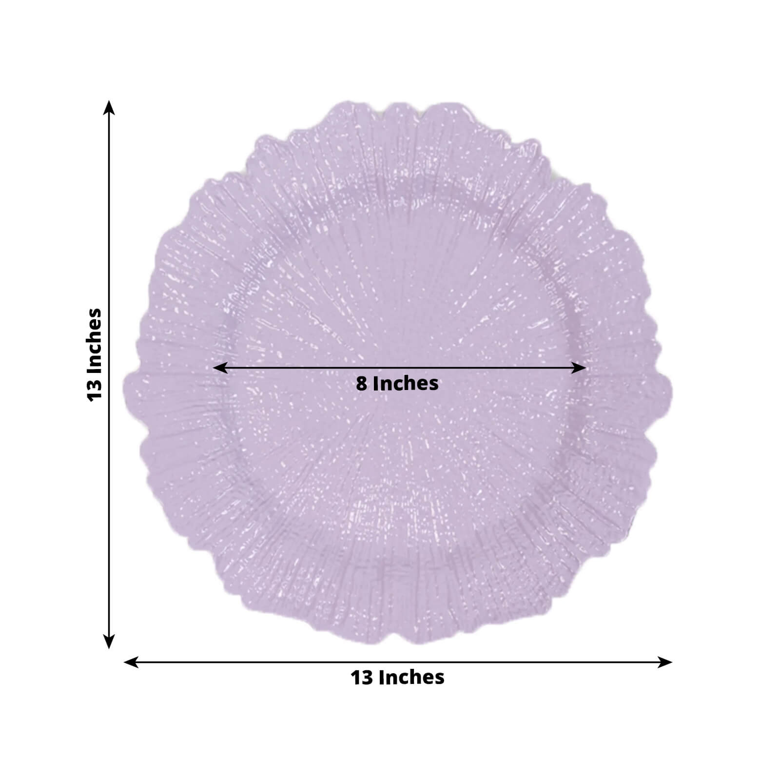 6-Pack Acrylic Plastic Round Charger Plates 13" in Lavender Lilac with Reef Design, Dinner Charger Tableware