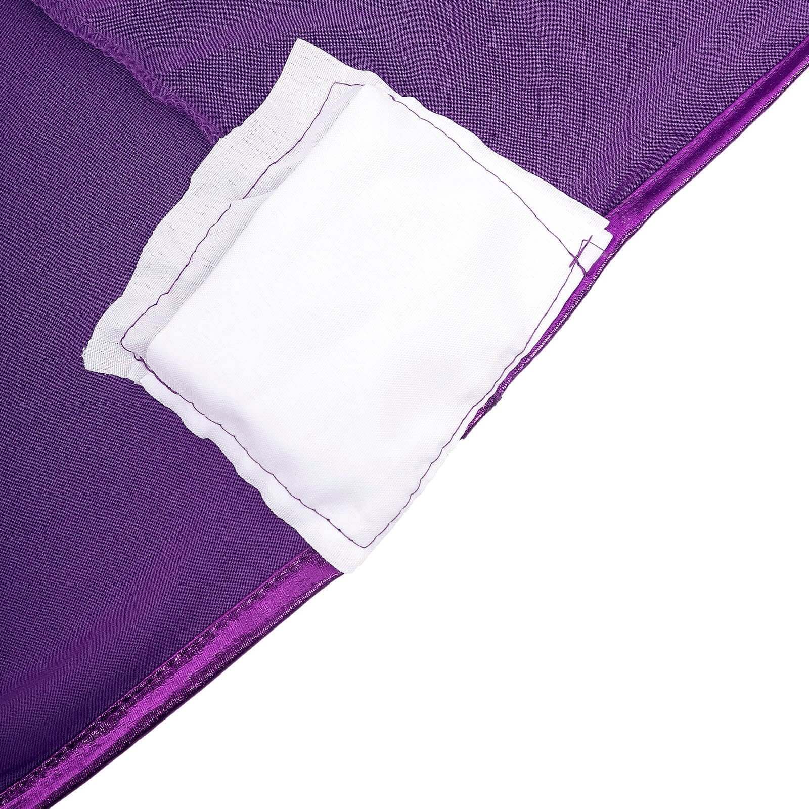 Metallic Purple Stretch Spandex Rectangle Tablecloth 6ft Wrinkle Free Fitted Table Cover for 72"x30" Tables