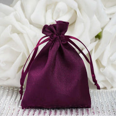 12 Pack 3" Eggplant Satin Drawstring Wedding Party Favor Gift Bags