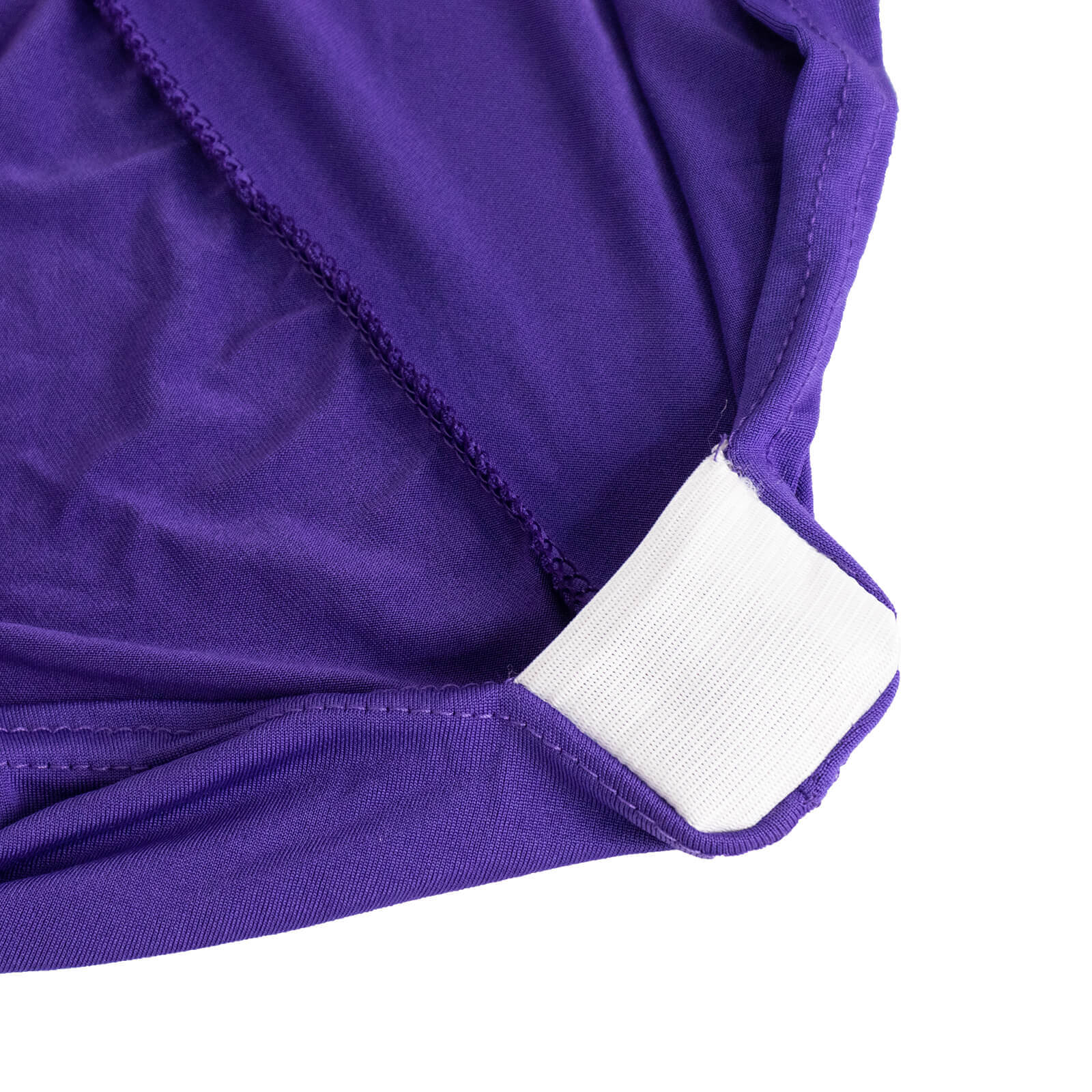 Stretch Spandex Chair Cover Purple for Folding Chairs - Secure Fit Slipcover with Silver Rhinestone Buckled Sash Band