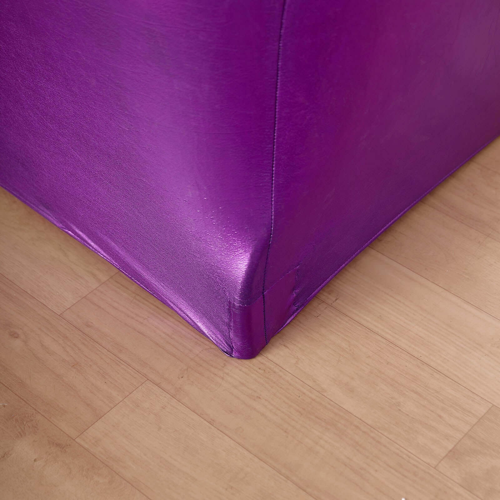 Metallic Purple Stretch Spandex Rectangle Tablecloth 6ft Wrinkle Free Fitted Table Cover for 72"x30" Tables