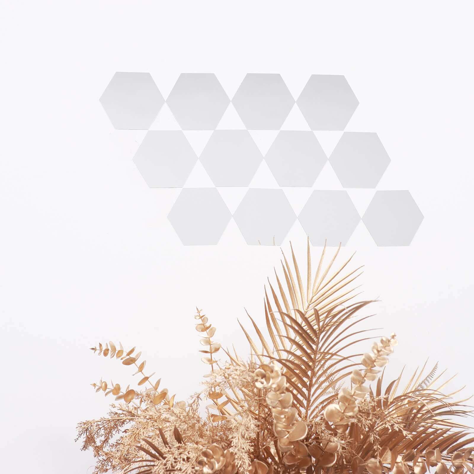 12 Pack Hexagon Acrylic Mirror Wall Stickers, 7" Removable Wall Decals For Home Decor