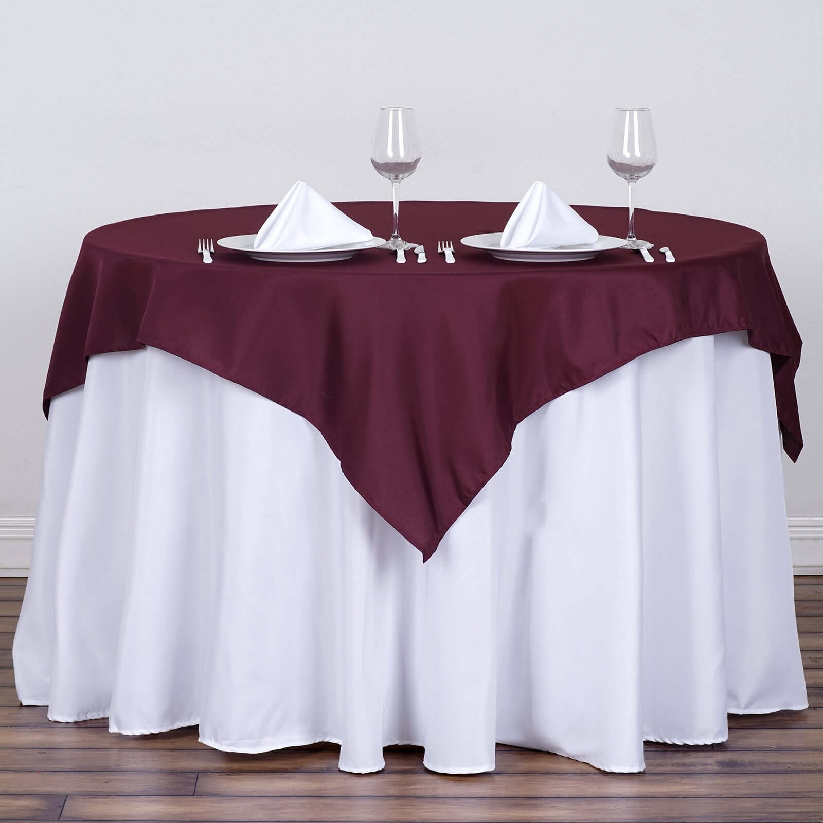 Polyester Square 54"x54" Tablecloth Burgundy - Wrinkle-Resistant & Durable Table Cover