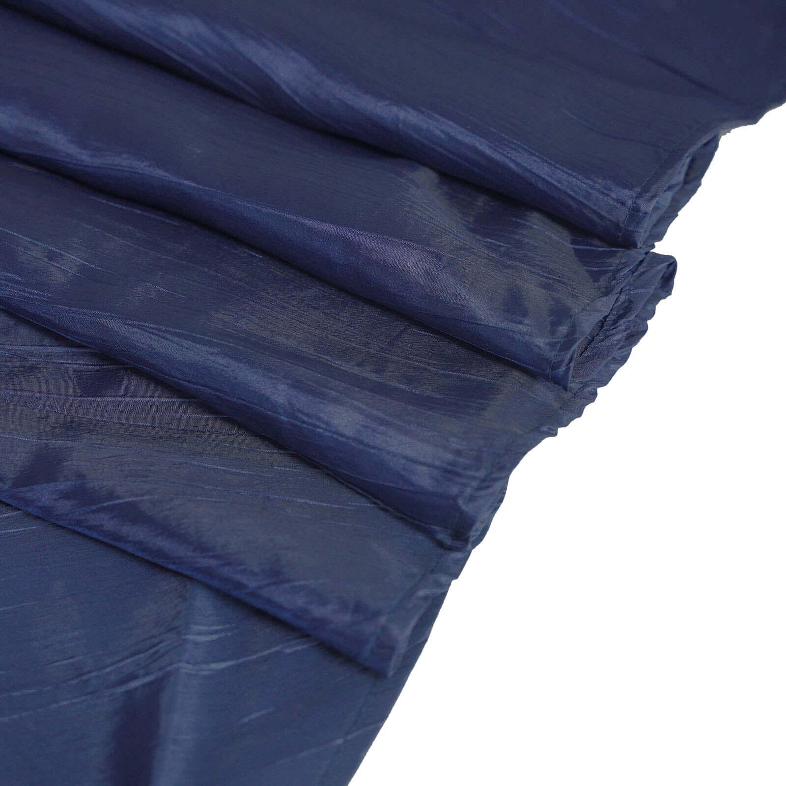 Taffeta 120" Round Tablecloth Navy Blue - Seamless Accordion Crinkle Table Cover