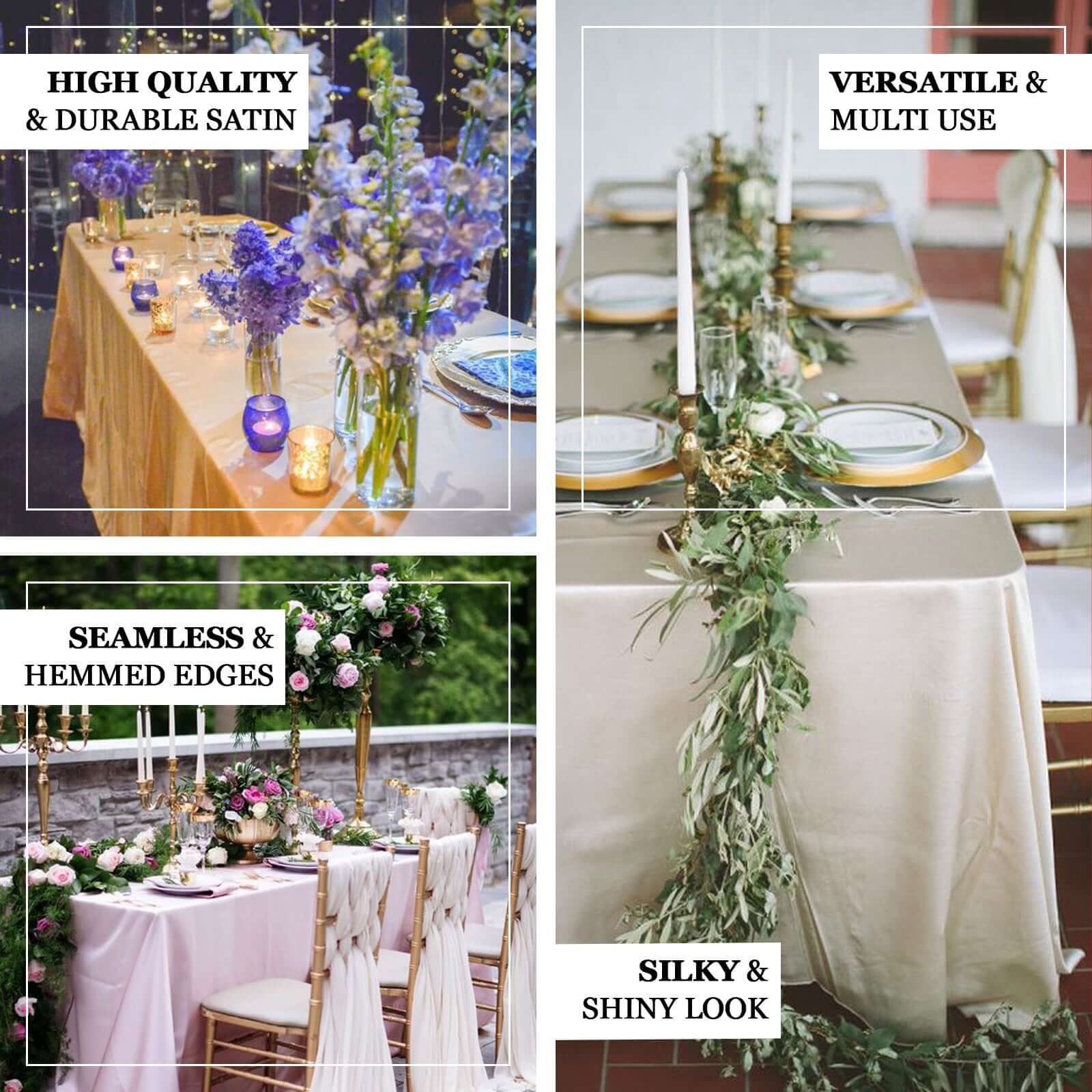 Satin Rectangular 90"x132" Tablecloth Sage Green Satin - Seamless Table Cover