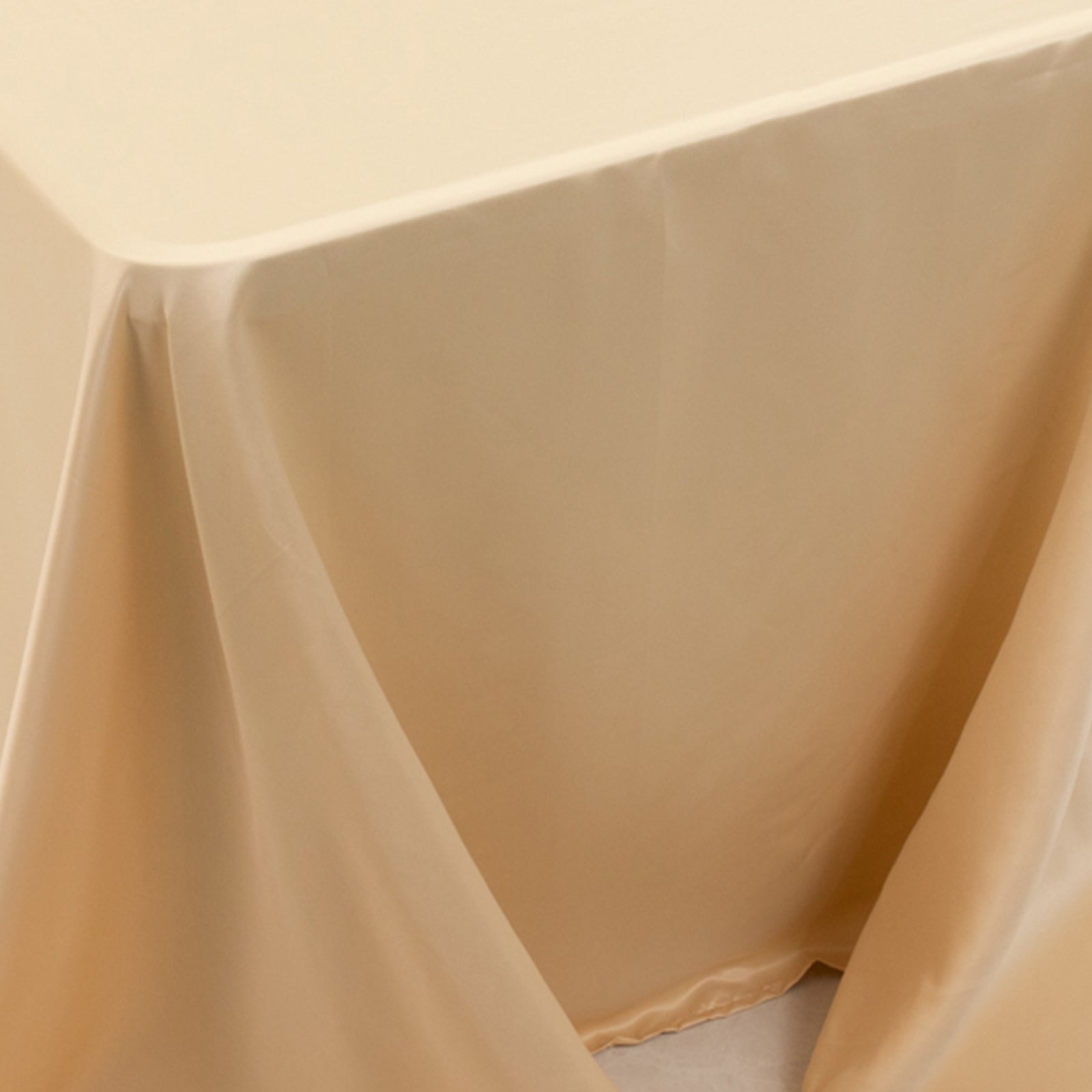 Lamour Satin 90"x156" Rectangle Tablecloth Beige - Luxurious, Soft Seamless Table Cover
