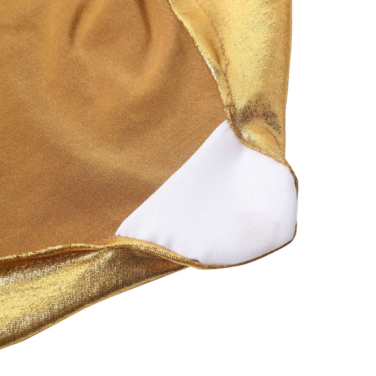 Shiny Metallic Gold Spandex Banquet Chair Cover, Glittering Premium Fitted Chair Cover