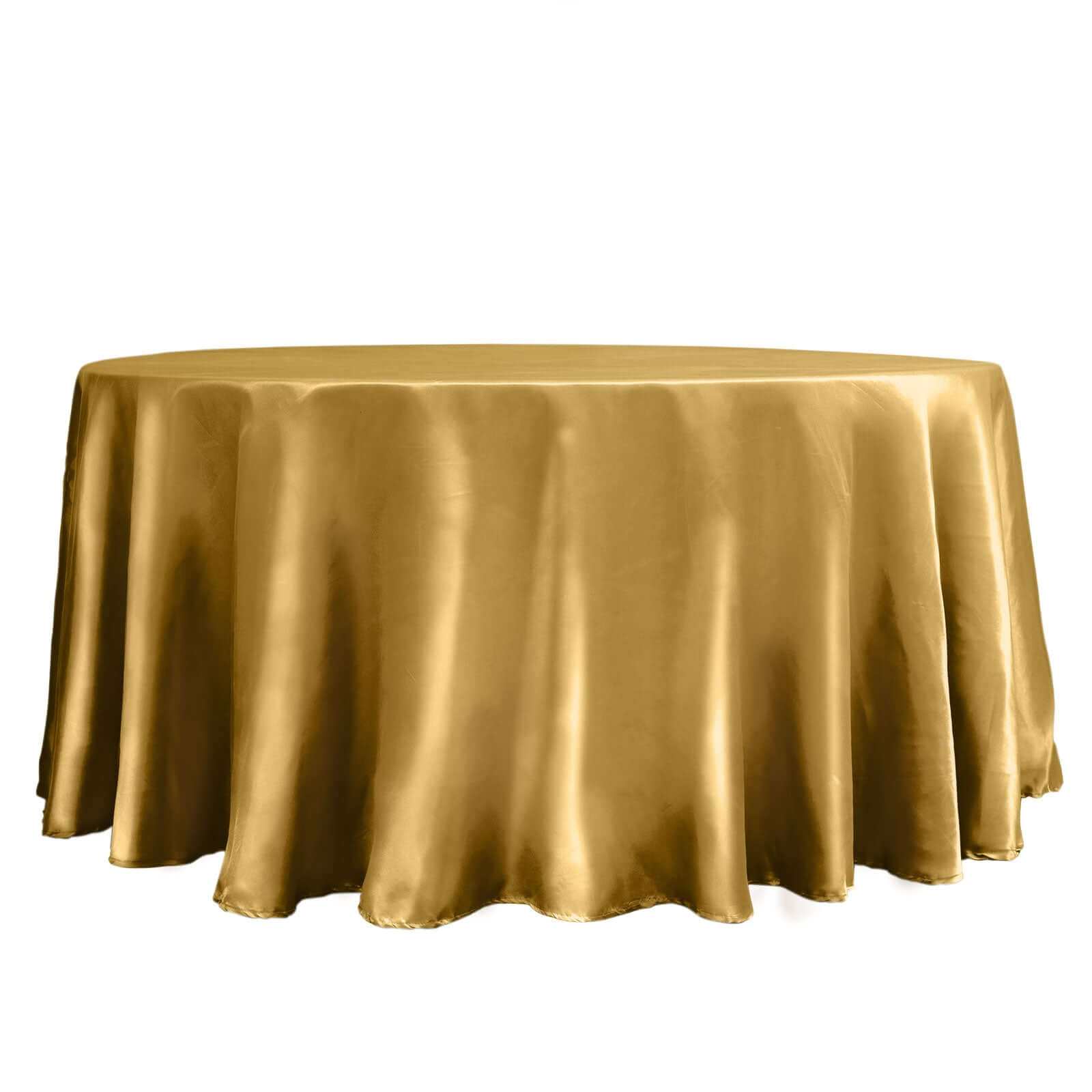 Satin 120" Round Tablecloth Gold - Stylish Seamless Table Cover for Weddings & Events