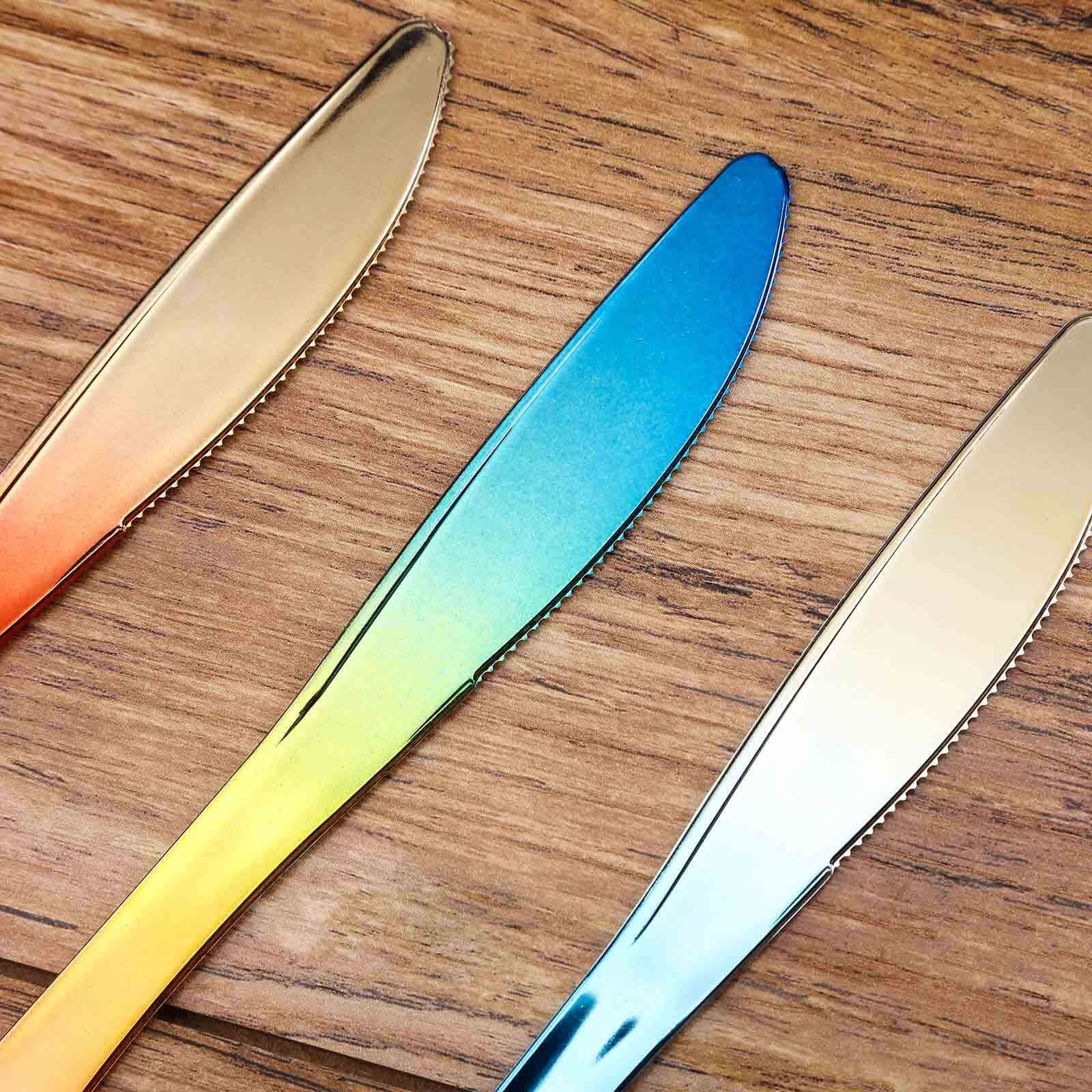 24 Pack - 8" Rainbow Ombre Design Heavy Duty Plastic Knives