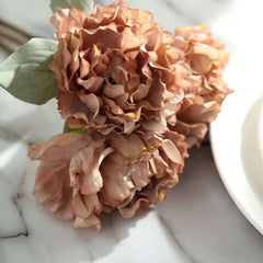 11" Dusty Rose Real Touch Artificial Silk Peonies Flower Bouquet