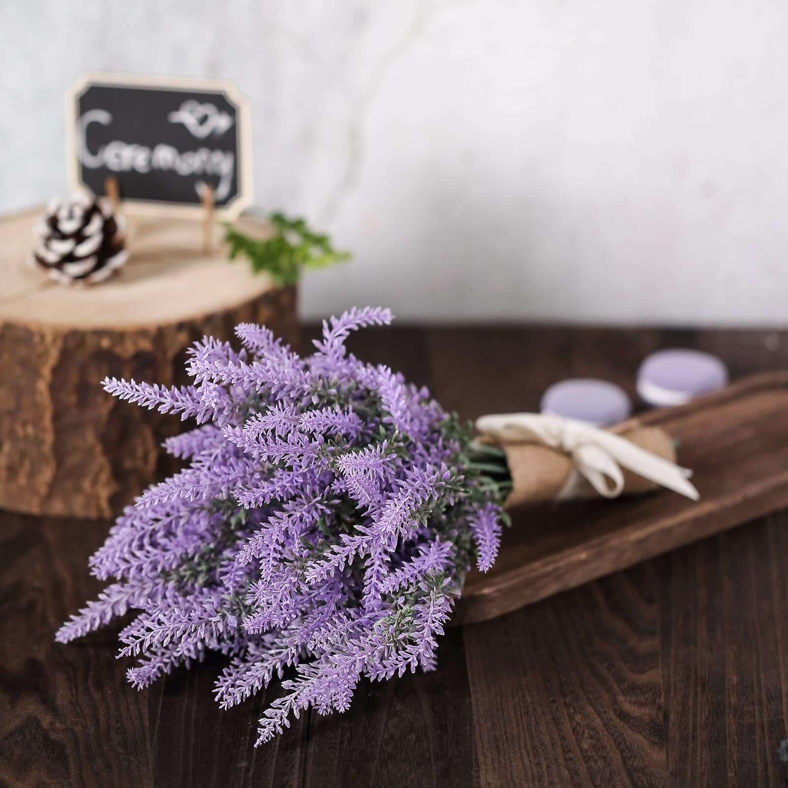 4 Bushes 14" Artificial Lavender Lilac Flower Plant Stems Greenery Bouquet