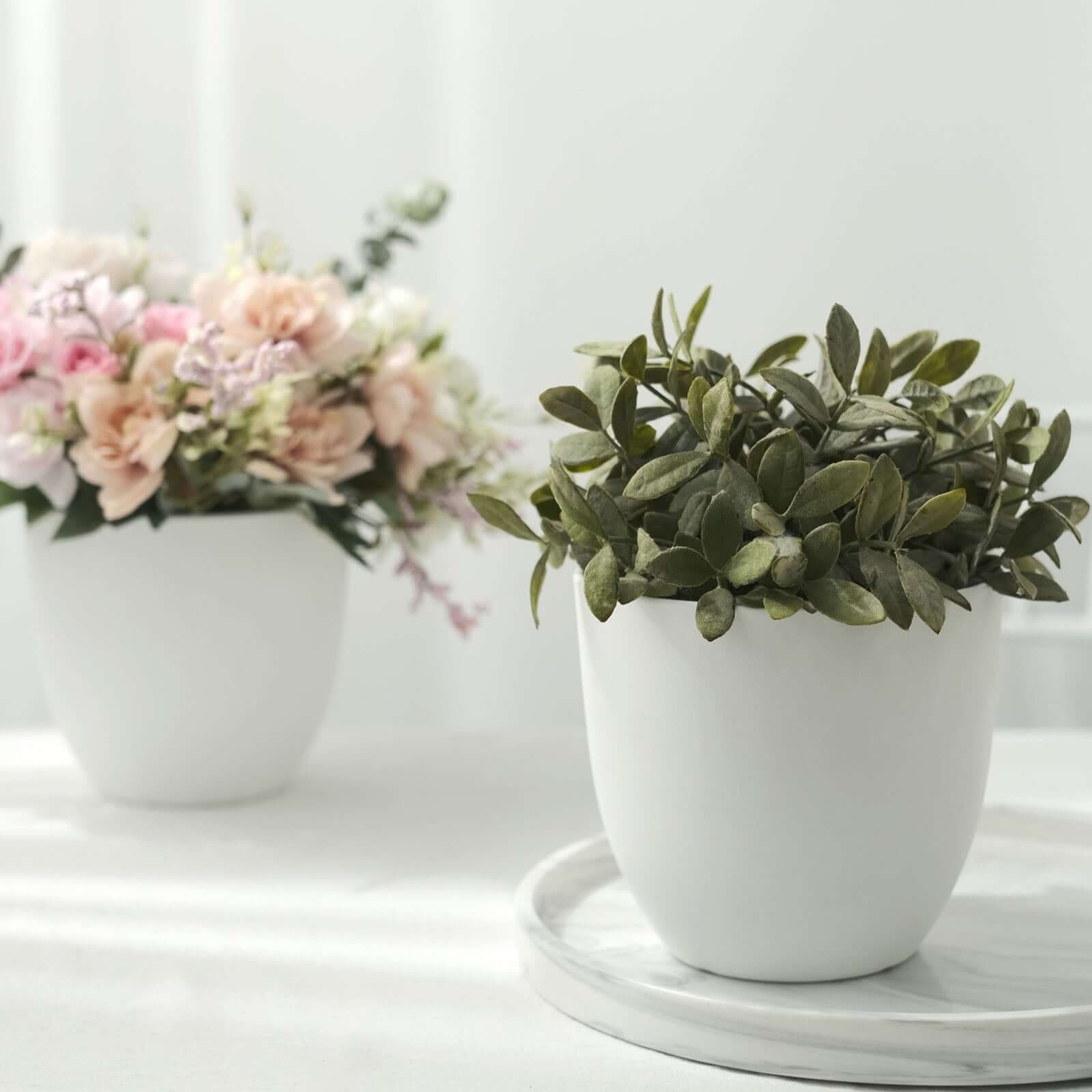 2-Pack Planter Pots Indoor Macrame Holder Design White - Plastic Plant Pots 5.5"