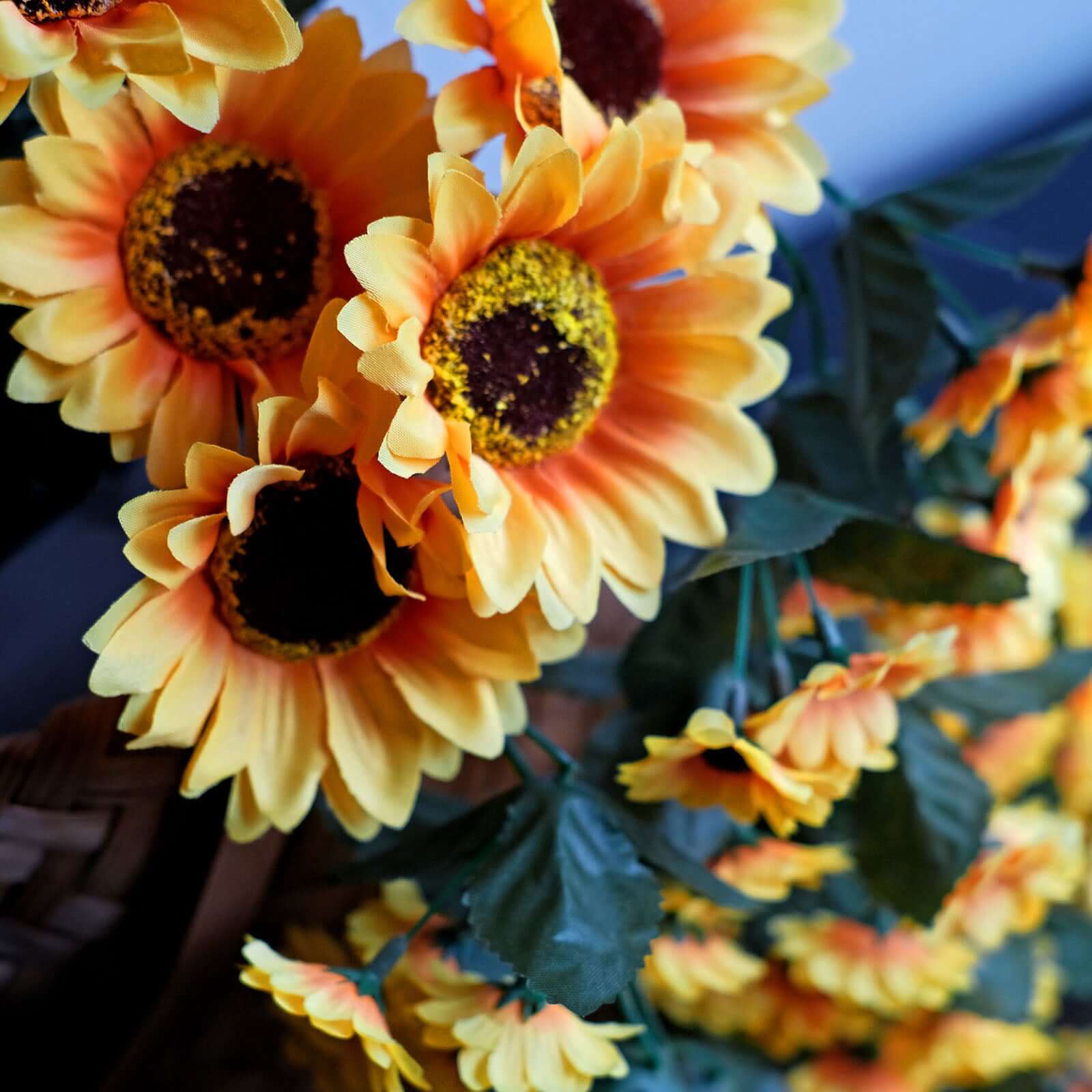 22" Artificial Hanging Vine Sunflower Bush, Draping Bouquet Garland