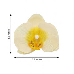20 Silk Artificial Orchids Flower Heads Yellow - Versatile Floral Accents for DIY Floral Arrangements Corsages & Event Decor 4"